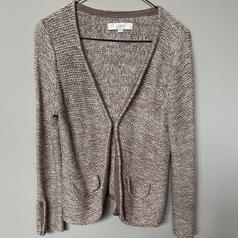 LOFT Women's Tan Cardigan Sweater